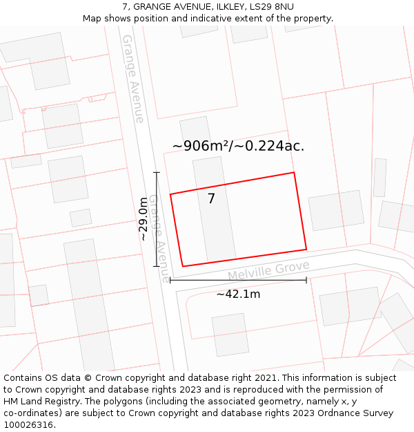 7, GRANGE AVENUE, ILKLEY, LS29 8NU: Plot and title map