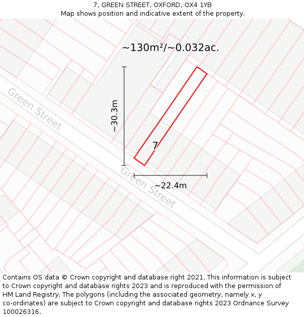 7, GREEN STREET, OXFORD, OX4 1YB: Plot and title map