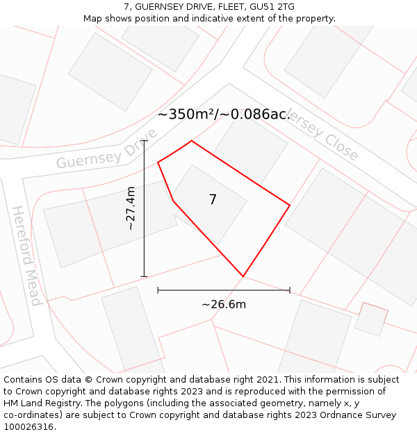 7, GUERNSEY DRIVE, FLEET, GU51 2TG: Plot and title map