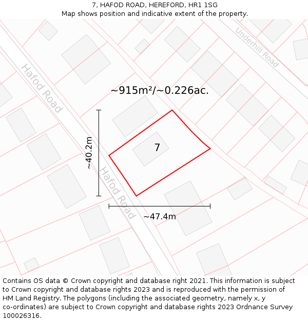 7, HAFOD ROAD, HEREFORD, HR1 1SG: Plot and title map