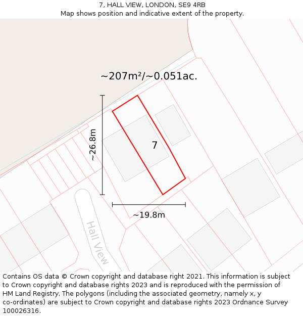 7, HALL VIEW, LONDON, SE9 4RB: Plot and title map