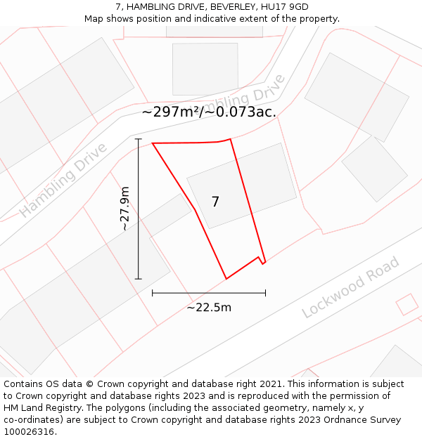 7, HAMBLING DRIVE, BEVERLEY, HU17 9GD: Plot and title map