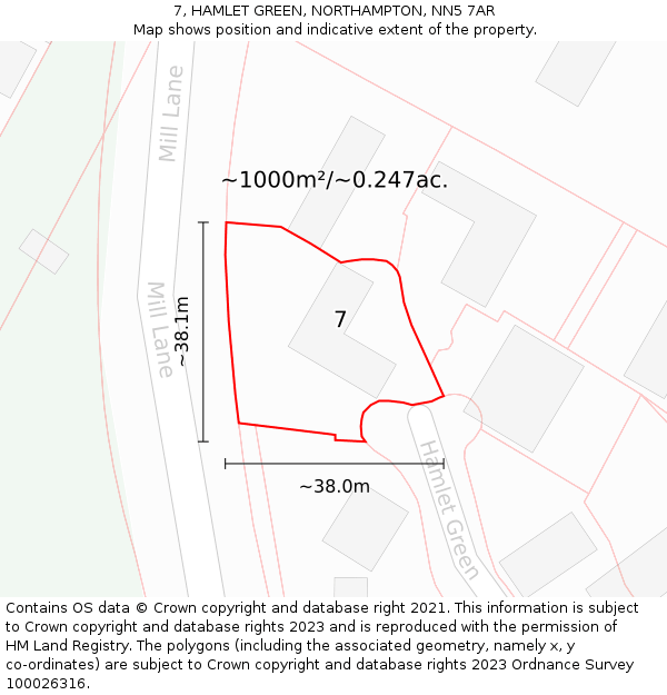 7, HAMLET GREEN, NORTHAMPTON, NN5 7AR: Plot and title map