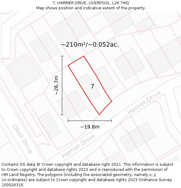7, HARRIER DRIVE, LIVERPOOL, L26 7WQ: Plot and title map
