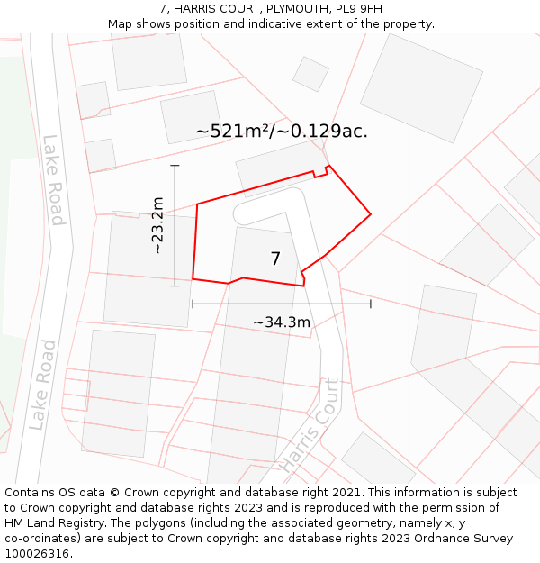 7, HARRIS COURT, PLYMOUTH, PL9 9FH: Plot and title map