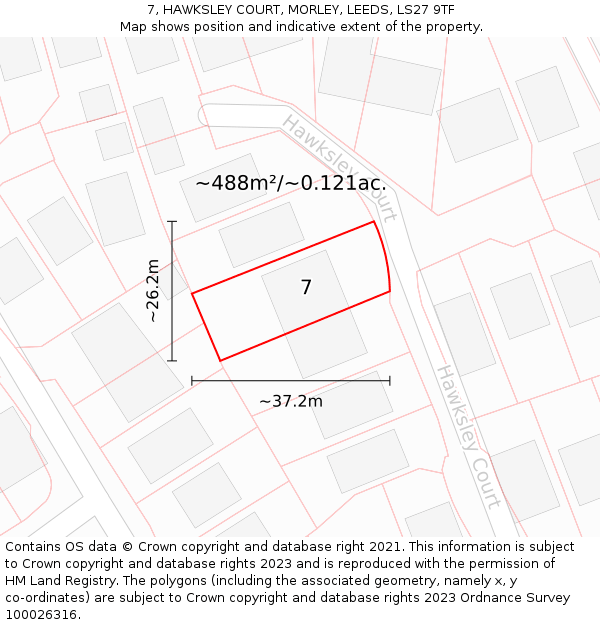 7, HAWKSLEY COURT, MORLEY, LEEDS, LS27 9TF: Plot and title map