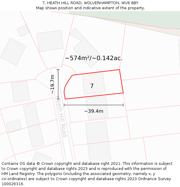 7, HEATH HILL ROAD, WOLVERHAMPTON, WV6 8BY: Plot and title map