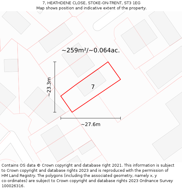 7, HEATHDENE CLOSE, STOKE-ON-TRENT, ST3 1EG: Plot and title map