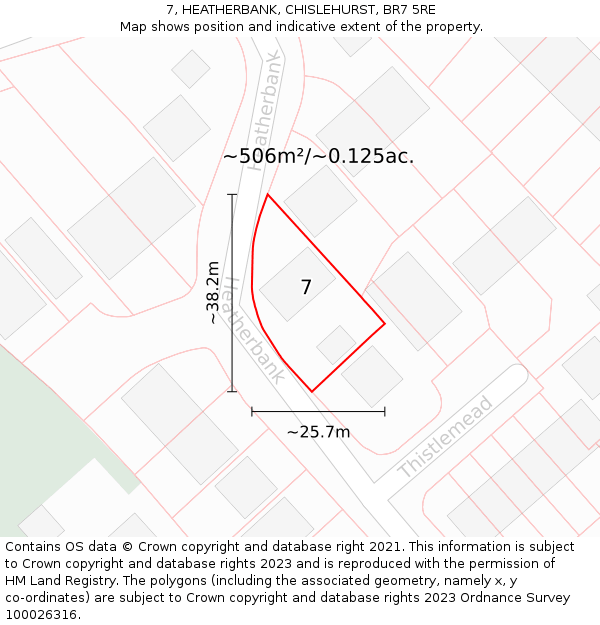 7, HEATHERBANK, CHISLEHURST, BR7 5RE: Plot and title map