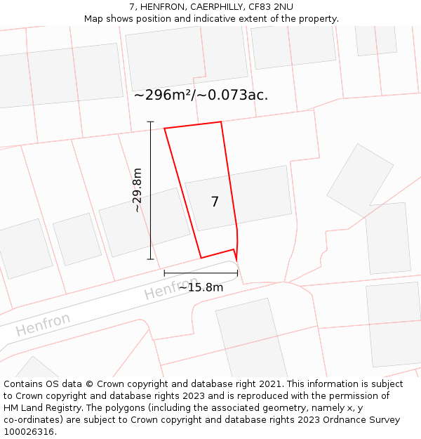 7, HENFRON, CAERPHILLY, CF83 2NU: Plot and title map