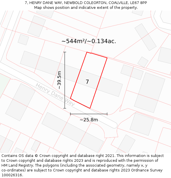 7, HENRY DANE WAY, NEWBOLD COLEORTON, COALVILLE, LE67 8PP: Plot and title map
