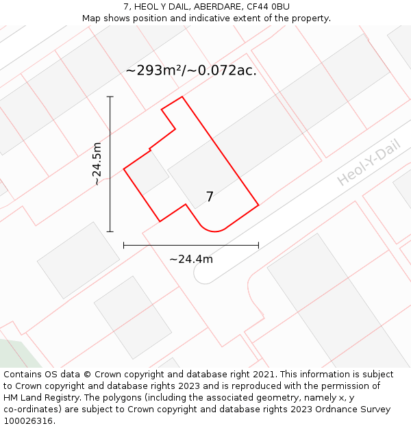 7, HEOL Y DAIL, ABERDARE, CF44 0BU: Plot and title map