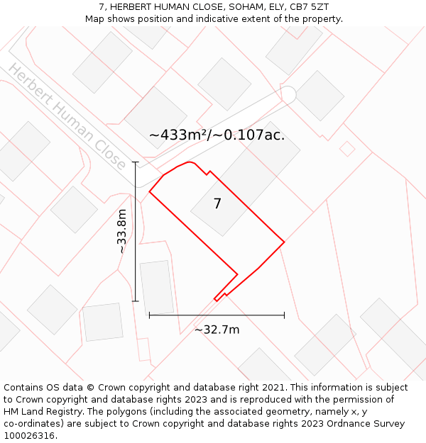 7, HERBERT HUMAN CLOSE, SOHAM, ELY, CB7 5ZT: Plot and title map