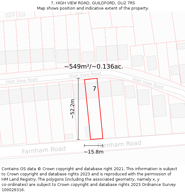 7, HIGH VIEW ROAD, GUILDFORD, GU2 7RS: Plot and title map