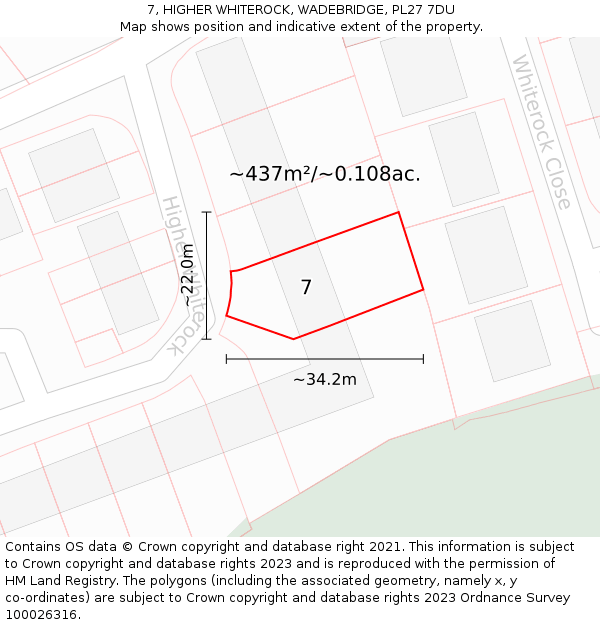 7, HIGHER WHITEROCK, WADEBRIDGE, PL27 7DU: Plot and title map