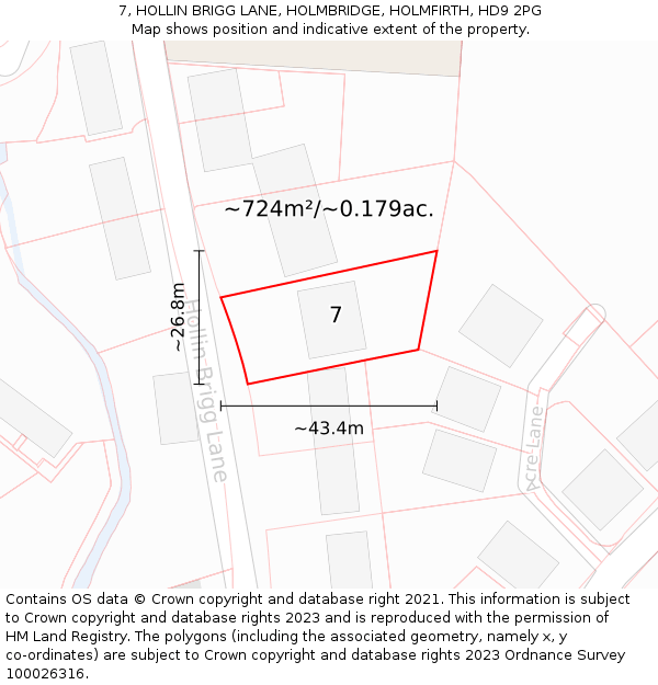 7, HOLLIN BRIGG LANE, HOLMBRIDGE, HOLMFIRTH, HD9 2PG: Plot and title map