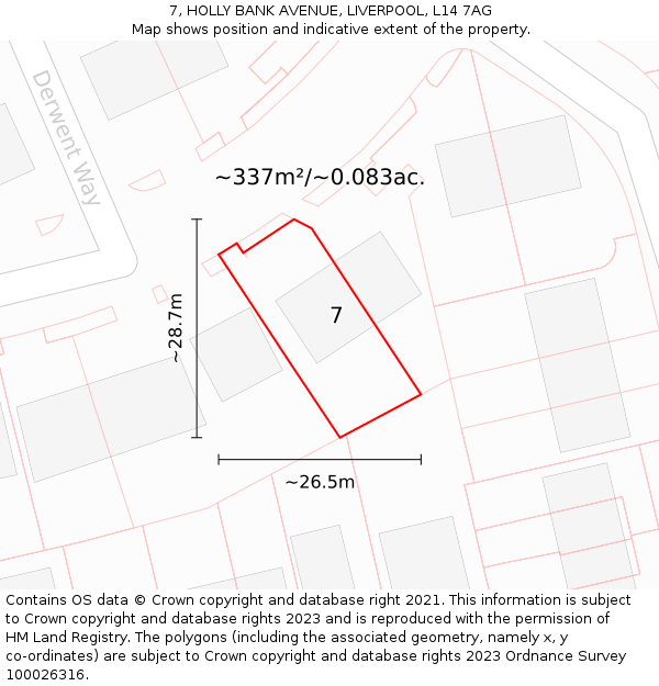 7, HOLLY BANK AVENUE, LIVERPOOL, L14 7AG: Plot and title map