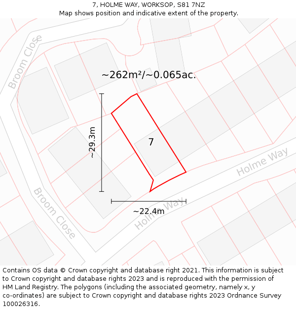 7, HOLME WAY, WORKSOP, S81 7NZ: Plot and title map