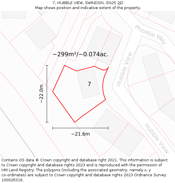 7, HUBBLE VIEW, SWINDON, SN25 2JD: Plot and title map