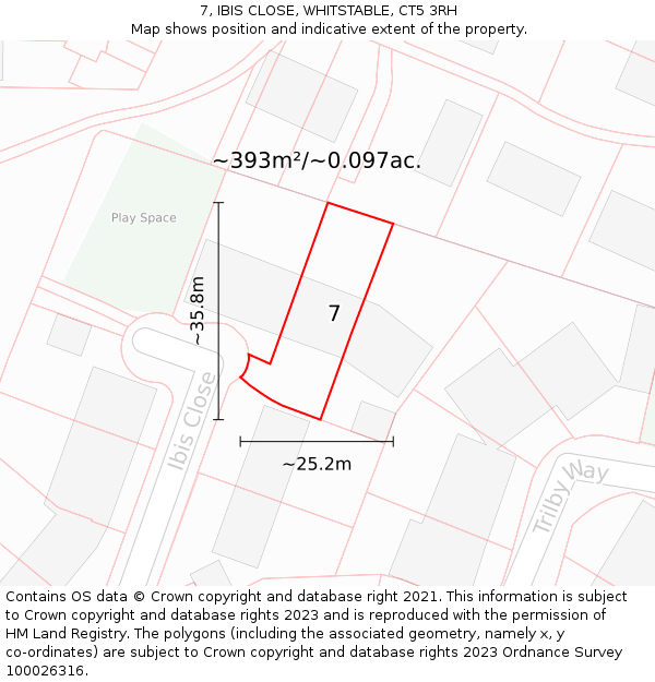 7, IBIS CLOSE, WHITSTABLE, CT5 3RH: Plot and title map