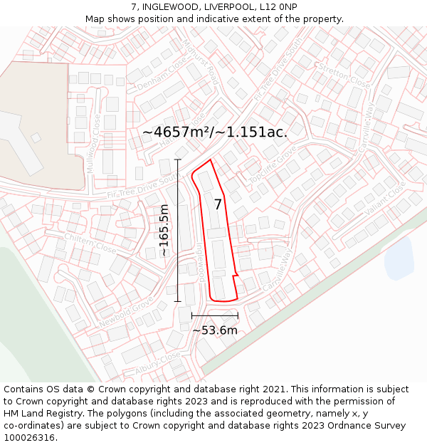 7, INGLEWOOD, LIVERPOOL, L12 0NP: Plot and title map