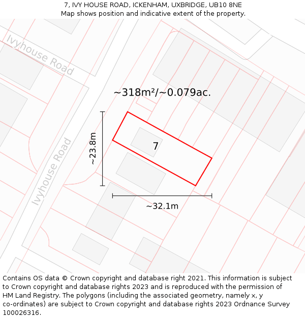 7, IVY HOUSE ROAD, ICKENHAM, UXBRIDGE, UB10 8NE: Plot and title map