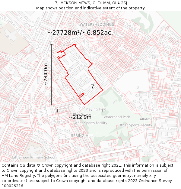 7, JACKSON MEWS, OLDHAM, OL4 2SJ: Plot and title map