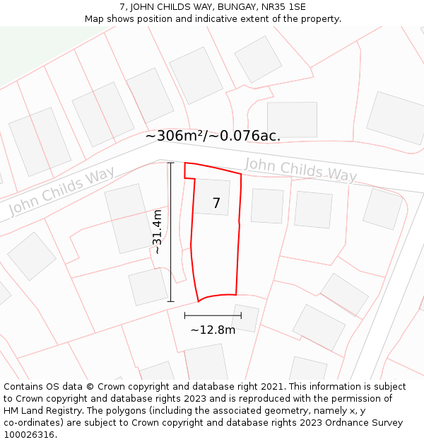 7, JOHN CHILDS WAY, BUNGAY, NR35 1SE: Plot and title map