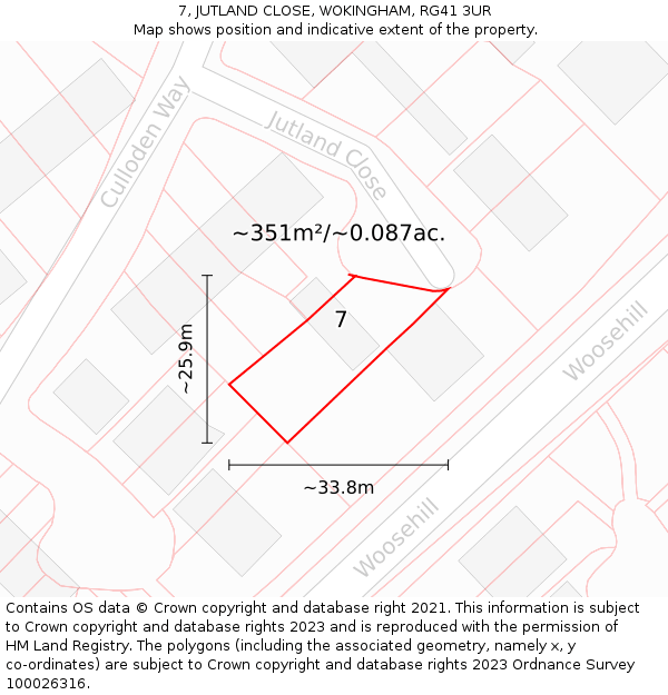 7, JUTLAND CLOSE, WOKINGHAM, RG41 3UR: Plot and title map