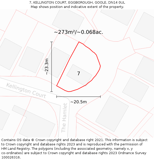 7, KELLINGTON COURT, EGGBOROUGH, GOOLE, DN14 0UL: Plot and title map