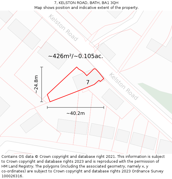 7, KELSTON ROAD, BATH, BA1 3QH: Plot and title map