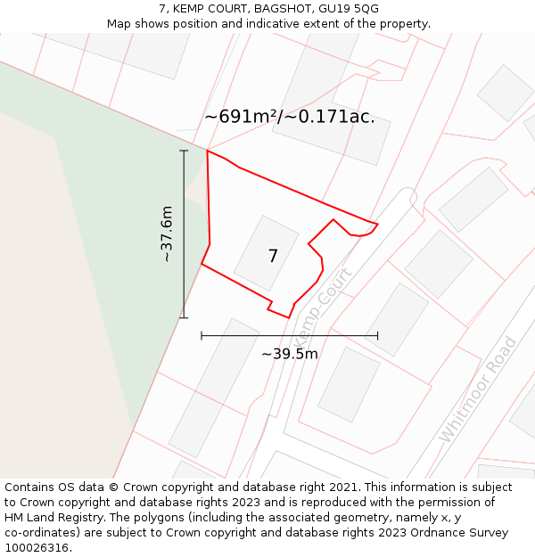 7, KEMP COURT, BAGSHOT, GU19 5QG: Plot and title map