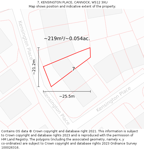 7, KENSINGTON PLACE, CANNOCK, WS12 3XU: Plot and title map