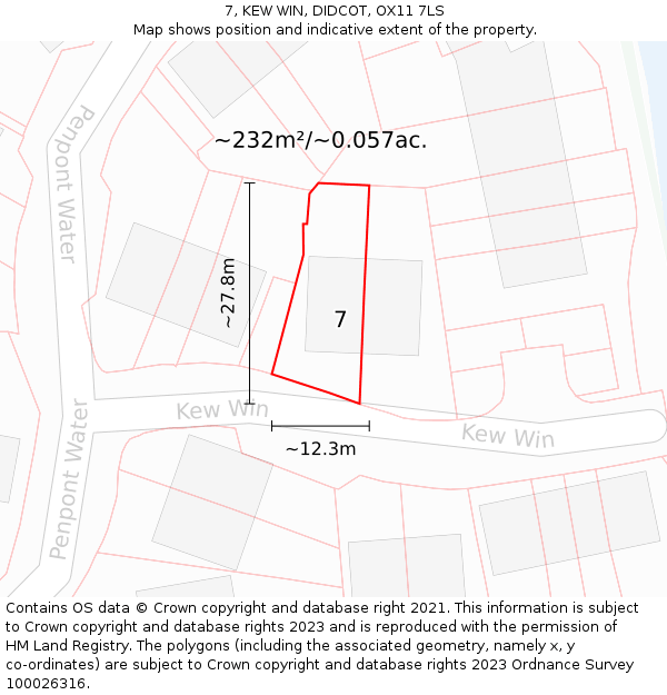 7, KEW WIN, DIDCOT, OX11 7LS: Plot and title map