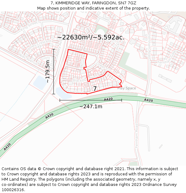 7, KIMMERIDGE WAY, FARINGDON, SN7 7GZ: Plot and title map