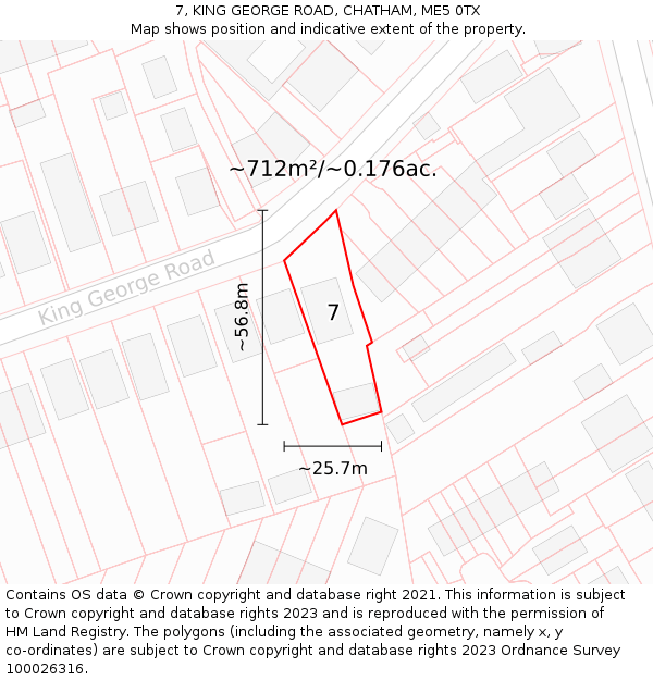 7, KING GEORGE ROAD, CHATHAM, ME5 0TX: Plot and title map