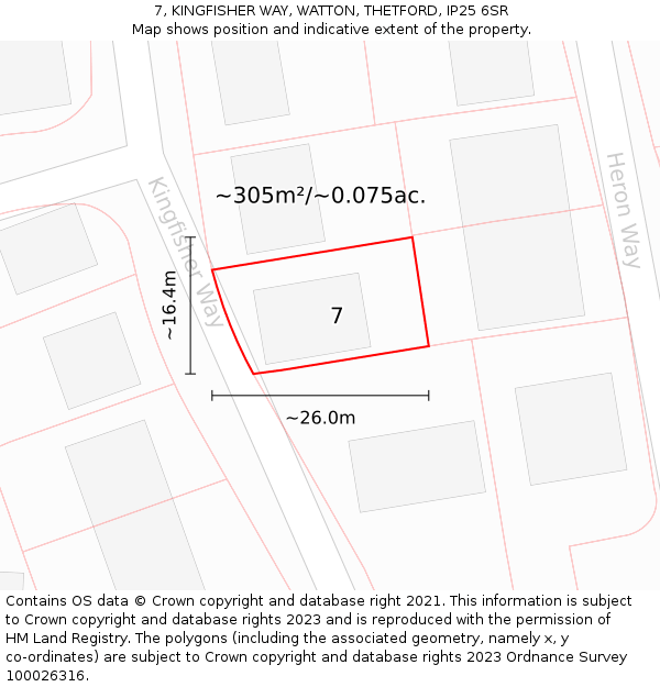 7, KINGFISHER WAY, WATTON, THETFORD, IP25 6SR: Plot and title map