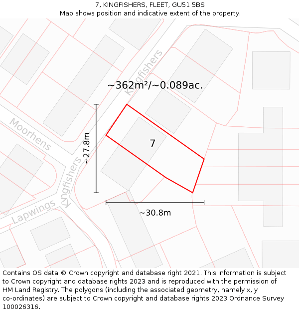 7, KINGFISHERS, FLEET, GU51 5BS: Plot and title map