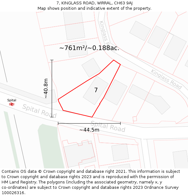 7, KINGLASS ROAD, WIRRAL, CH63 9AJ: Plot and title map