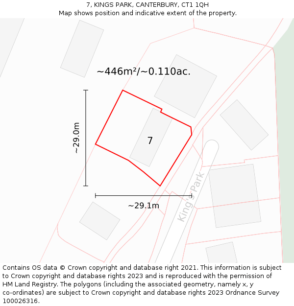 7, KINGS PARK, CANTERBURY, CT1 1QH: Plot and title map