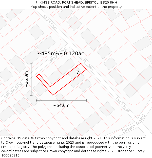 7, KINGS ROAD, PORTISHEAD, BRISTOL, BS20 8HH: Plot and title map