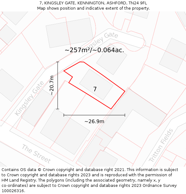 7, KINGSLEY GATE, KENNINGTON, ASHFORD, TN24 9FL: Plot and title map