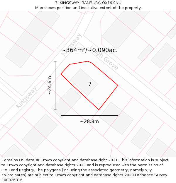 7, KINGSWAY, BANBURY, OX16 9NU: Plot and title map