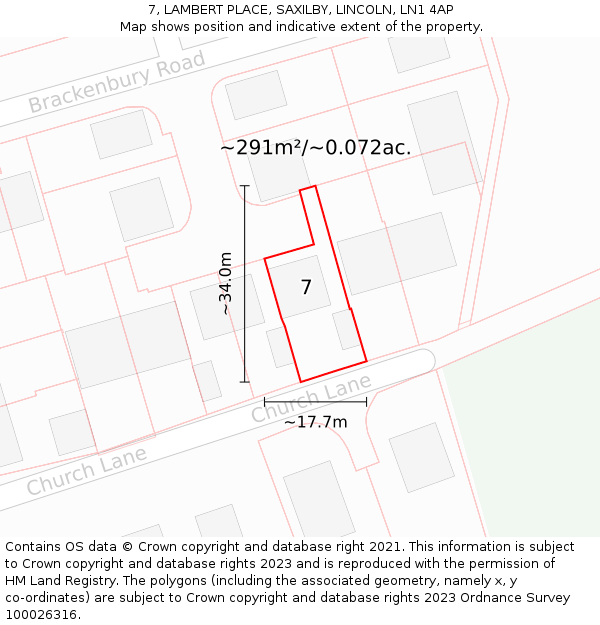 7, LAMBERT PLACE, SAXILBY, LINCOLN, LN1 4AP: Plot and title map