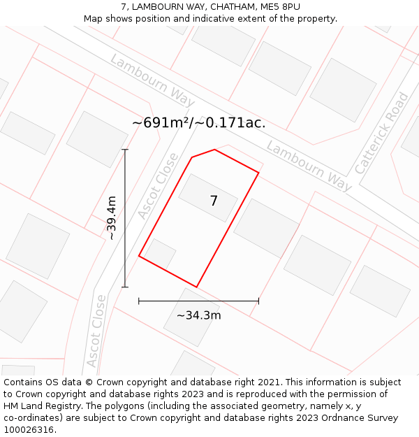 7, LAMBOURN WAY, CHATHAM, ME5 8PU: Plot and title map