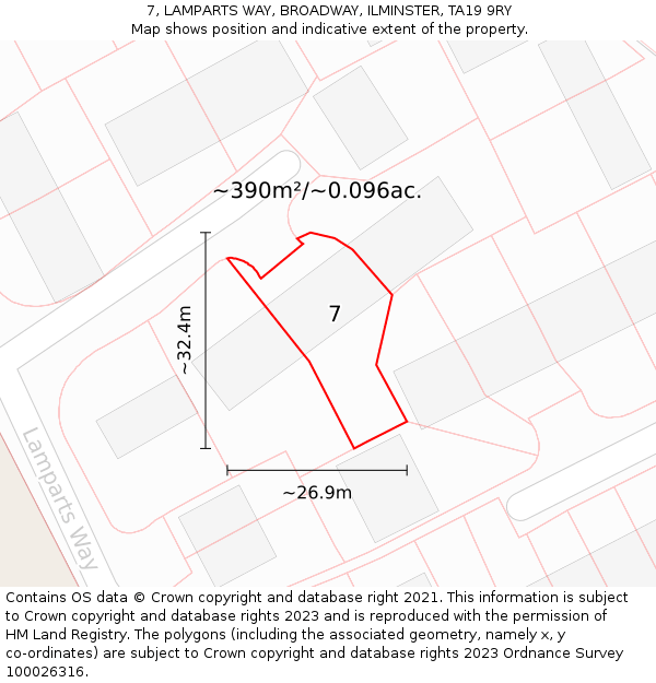 7, LAMPARTS WAY, BROADWAY, ILMINSTER, TA19 9RY: Plot and title map