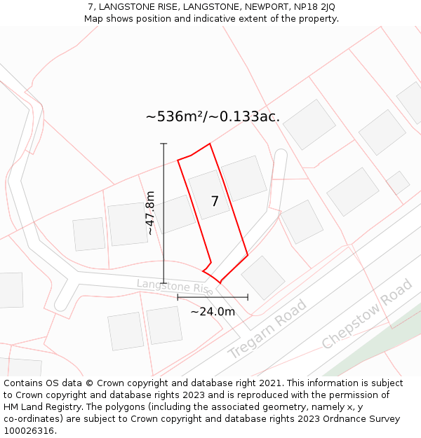 7, LANGSTONE RISE, LANGSTONE, NEWPORT, NP18 2JQ: Plot and title map