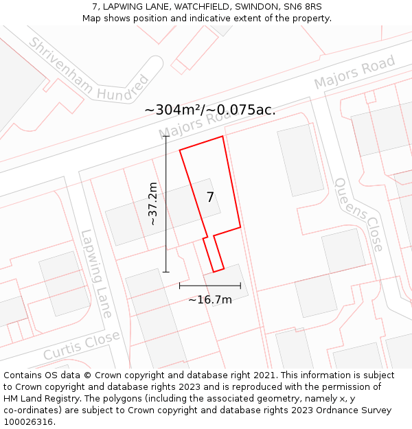 7, LAPWING LANE, WATCHFIELD, SWINDON, SN6 8RS: Plot and title map