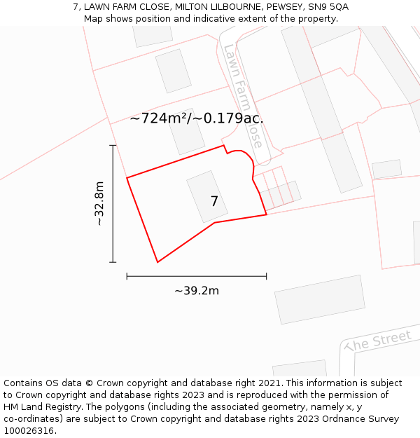 7, LAWN FARM CLOSE, MILTON LILBOURNE, PEWSEY, SN9 5QA: Plot and title map