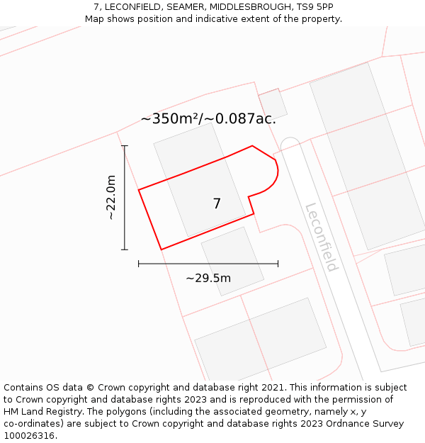 7, LECONFIELD, SEAMER, MIDDLESBROUGH, TS9 5PP: Plot and title map